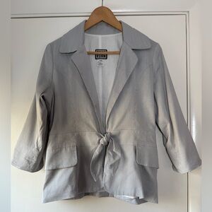 Anni Kuan Tie Front 3/4 Sleeve Blazer Jacket in Black White Pinstripe Size 10